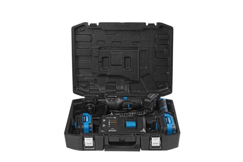 HÖGERT Langaton kulmahiomakone paddle-kytkimellä, 125MM, 18V - setti (akku, laturi, tarvikkeet)