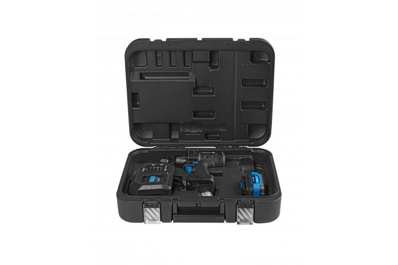 HÖGERT akkukäyttöinen iskuporakonesarja, hiiliharjaton, 18V, akulla, laturilla.