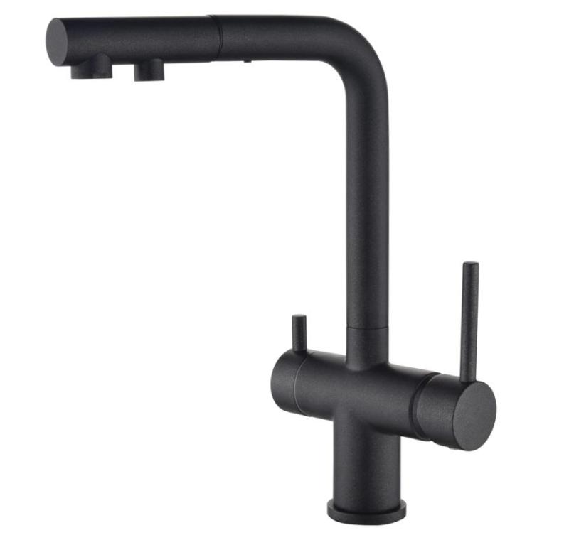 Ausmann Ellington 3-Way Kitchen Mixer Tap with Pull-Out Spout and Filtered Water – Anthracite - 1208970495