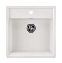 Ausmann Ceramic Panor Shade Keraaminen Valkoinen Butler-allas - Alakiinnitys ja Välikiinnitys 630 x 597 mm hanareikätasolla ja Gun metal -tulppa 1208970551