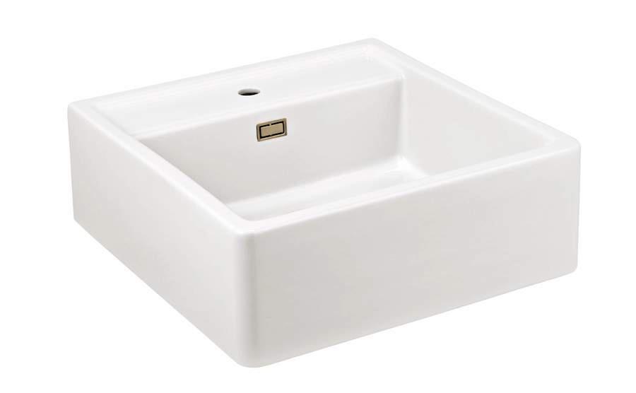 Ausmann Ceramic Panor Shade Ceramic White Butler Sink - Undermount and Semi-Recessed 630 x 597 mm with Tap Deck and Gold Plug 1208970558 - Productafbeelding