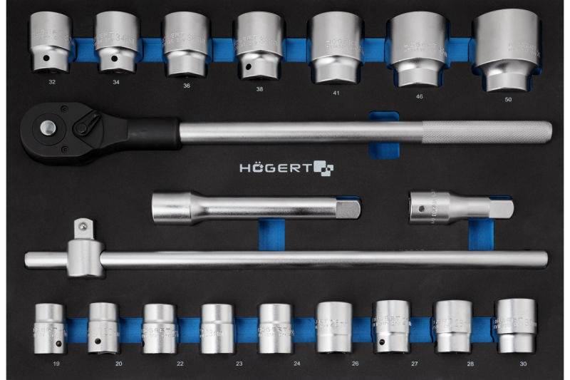 3/4" räikkätyökalusetti, 20 kappaletta, EVA-sisus