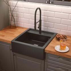 Graniteland Arno Graniitti Musta Altaan yläasennus 582x620mm ruostumattomasta teräksestä neliönmuotoisella tulppalla 1208970602