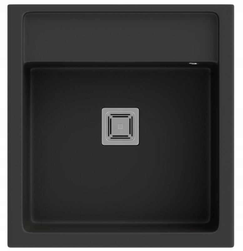 Graniteland Arno Graniitti Musta Altaan yläasennus 582x620mm ruostumattomasta teräksestä neliönmuotoisella tulppalla 1208970602