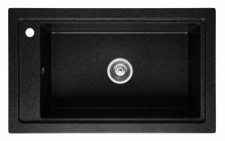 Graniteland Magra Graniittinen musta arduuni kova kivi Pesuallas päälle 686x427 mm, jossa hana-aukko ja RST-tulppa 1208970615