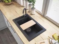 Graniteland Magra Graniitti Musta Päällekkäinen Pesuallas 686 x 427 mm hanareiällä ja RST Tulppa 1208970616