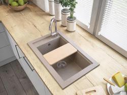 Graniteland Magra Graniitti Beige Hiekkapesuallas päälle asennettava 686 x 427 mm hana-aukolla ja RST Tulppa 1208970617
