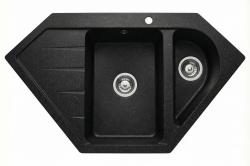 Graniteland Amiata Graniitti musta Arduin-kivilaatta-ilme Kulmasäiliö, asennettava 955 x 489 mm, ruostumattomasta teräksestä valmistettu tulppa 1208970620