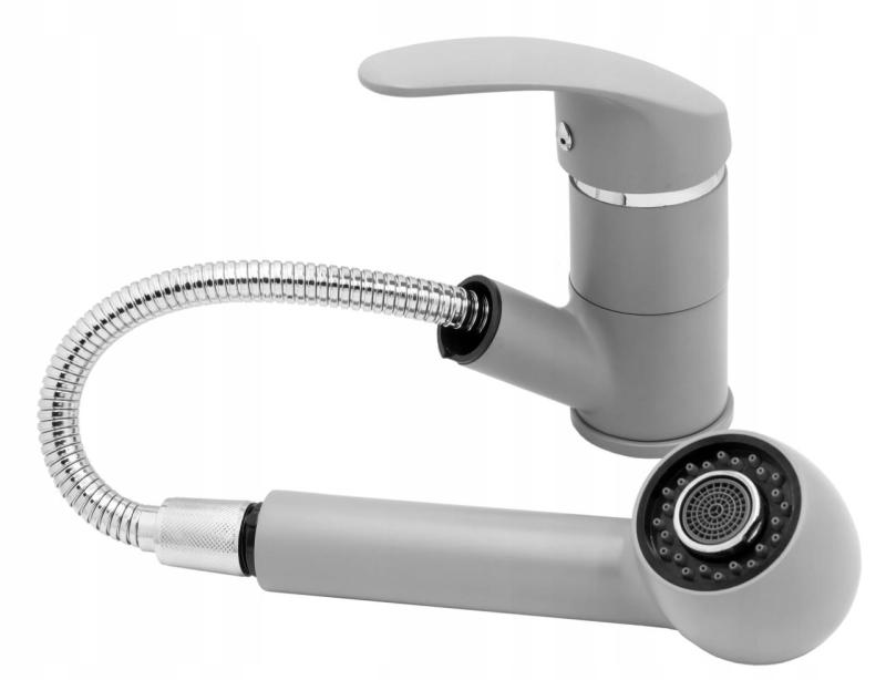 Graniteland Rhea Keittiöhana Harmaa, jossa on ulosvedettävä juoksuputki ja kaksitoiminen käsisuihku 1208970656