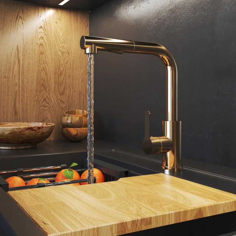 Graniittimaa Celeste Keittiöhana Kupari, jossa on Vedettävä Juoksuputki ja Kaksitoiminen Käsisuihku 1208970665