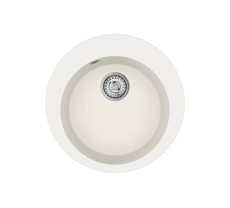 AquaGranite Lago Wit granieten ronde spoelbak opbouw 505mm met roestvrijstalen plug en 1 kraangat 1208970689.

In het Fins zou dit zijn:

AquaGranite Lago Valkoinen graniittinen pyöreä pesual - Productafbeelding 3