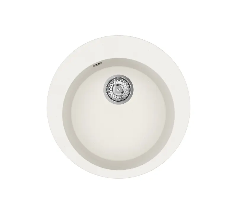 AquaGranite Lago Wit granieten ronde spoelbak opbouw 505mm met roestvrijstalen plug en 1 kraangat 1208970689.

In het Fins zou dit zijn:

AquaGranite Lago Valkoinen graniittinen pyöreä pesual