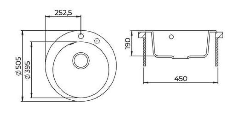AquaGranite Lago Wit granieten ronde spoelbak opbouw 505mm met roestvrijstalen plug en 1 kraangat 1208970689.

In het Fins zou dit zijn:

AquaGranite Lago Valkoinen graniittinen pyöreä pesual