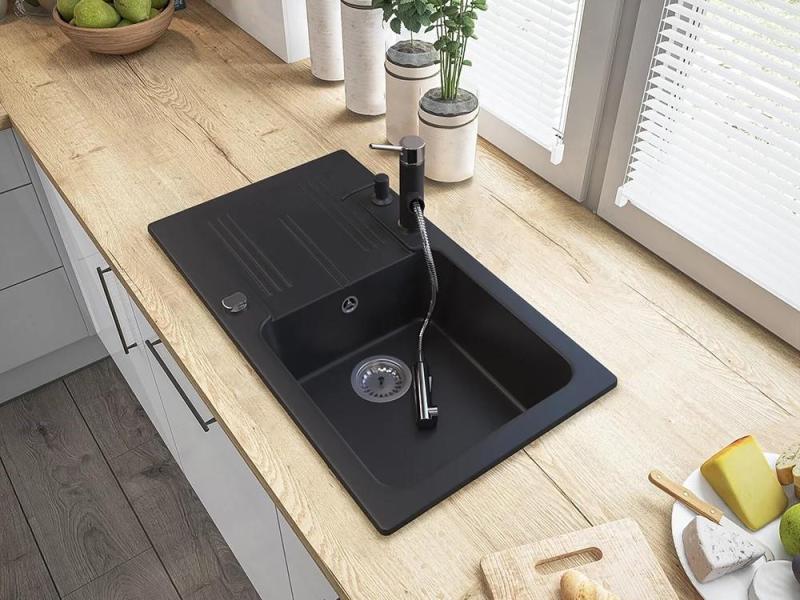 Graniteland Ceres Keittiöhana Musta, jossa on Ulosvedettävä Juoksuputki ja Kaksitoiminen Käsisuihku 1208970707