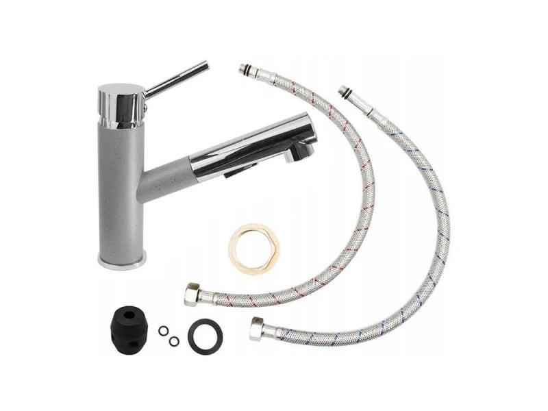 Graniteland Ceres Keittiöhana Harmaa, jossa on Ulosvedettävä Juoksuputki ja Kaksitoiminen Käsisuihku 1208970710