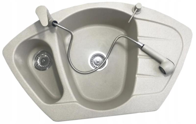 Graniteland Rhea Keittiöhana Beige hiekka Irrotettavalla Ulosvirtauksella ja Kaksoistoiminnolla Käsisuihkulla 1208970713