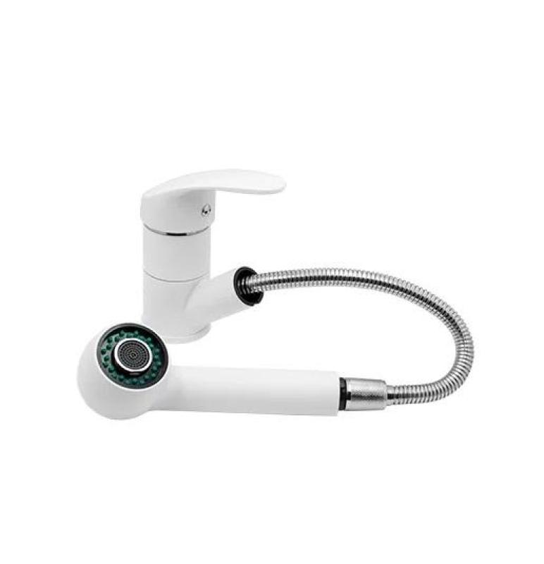 Graniittimaa Rhea Keittiöhana Valkoinen, jossa on ulosvedettävä juoksuputki ja kaksitoiminen käsisuihku 1208970714