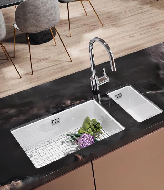 Ausmann Ceramic Ember keraaminen valkoinen puoli-allas, asennettavissa päälle ja alle, 174 x 400 mm, ruostumattomasta teräksestä valmistetulla tulppalla 1208970734.