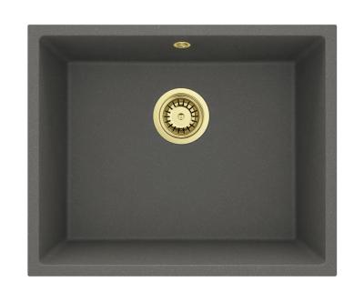 GraniteMy Universal Graniitti Harmaa, tumma Pesuallas 50x40 cm Päälle asennus, Alapuolinen asennus ja Tasoasennus Kultaisella Tulppa 1208970756
