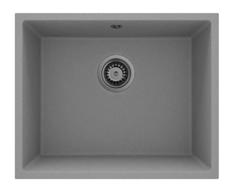 GraniteMy Universal Granite Gray Sink 50x40 cm Surface Mount, Undermount and Flush Mount with Gun Metal Plug 1208970758