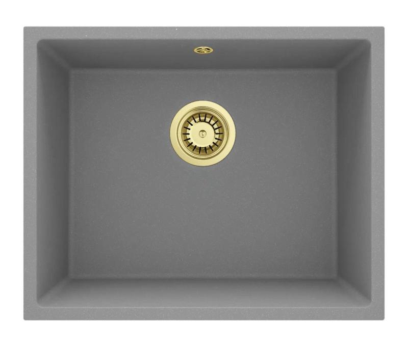 GraniteMy Universal Graniittinen Harmaa Allas 50x40 cm Päälle asennettava, Alas asennettava ja Tasoon upotettava kullanvärinen tulppa 1208970760