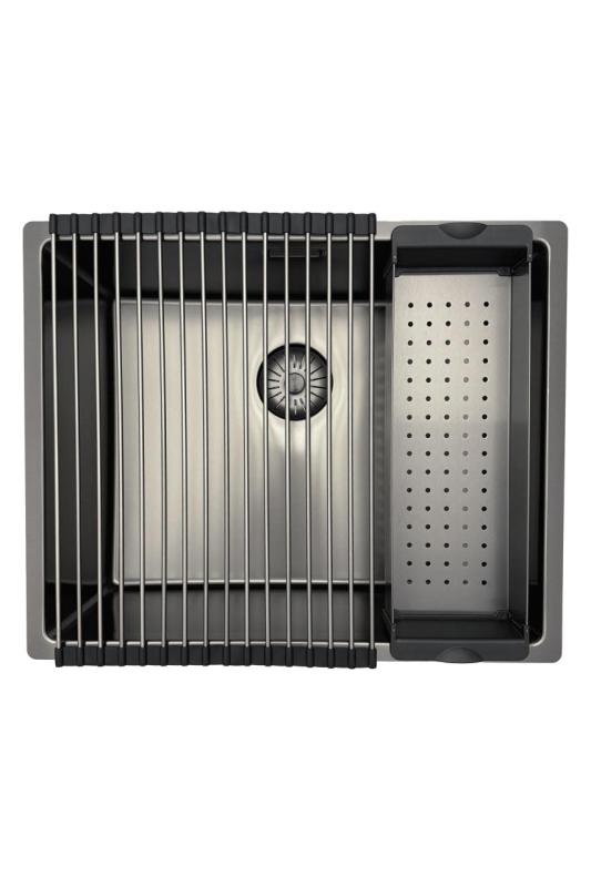 Pure.Sink Prestige Yhdistelmäsetti Gun metal -tiskiallas 50x40 cm ja Gun metal -keittiöhana 1208970763