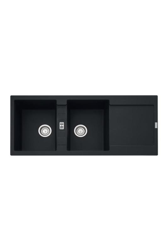 Franke Maris MRG 621 Fragranite Matte Black Double Sink 116 x 50 cm Surface Mount with Draining Area 114.0628.970