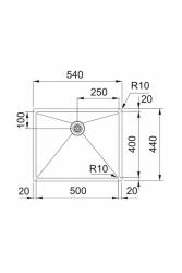 Franke Bolero Plus New R10 B2X 210-50-40 RVS Pesuallas Pinta-asennus, alaosa ja päälle asennus 50x40 cm 127.0728.977