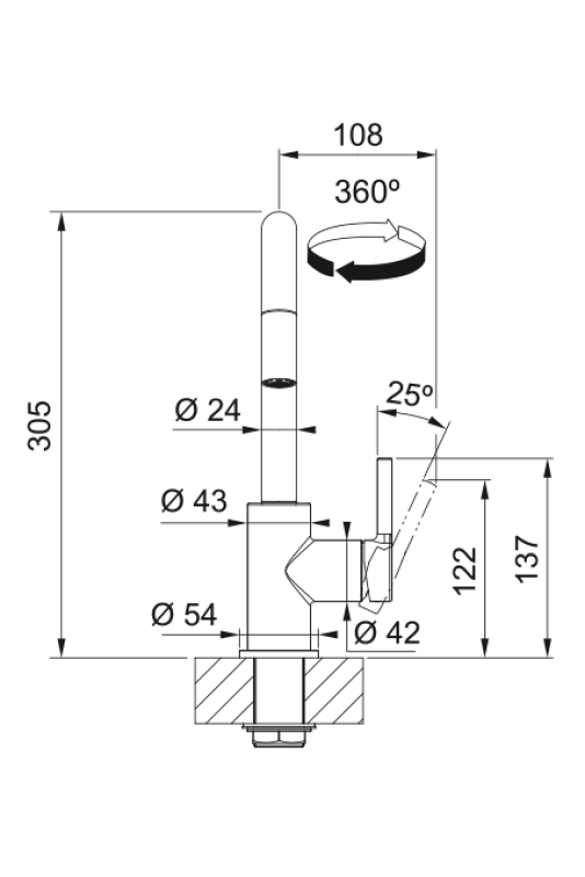 Franke Lina U Keittiöhana Musta Vedettävä Juoksuputki 115.0728.477