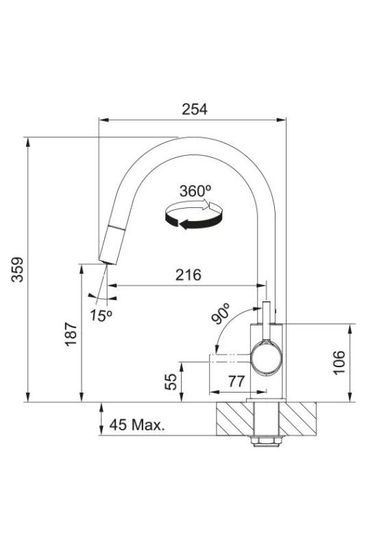 Franke Lina Keittiöhana Kromi Ulosvedettävällä Käsisuuttimella 115.0693.229