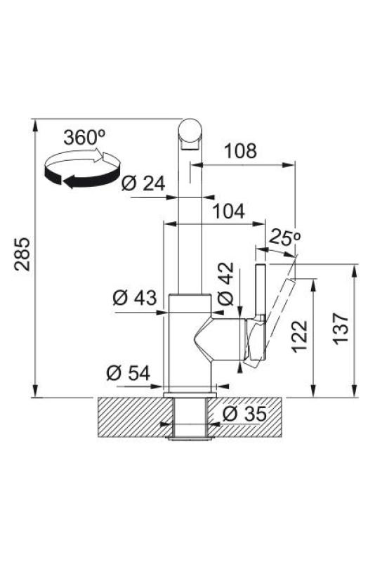 Franke Lina L Kitchen Faucet Chrome with Retractable Spout 115.0712.420