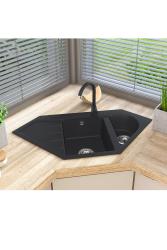 Graniteland Amiata Graniitti Musta Kulma-allas päälle asennettava 965x496mm RST tulppa 1208971120