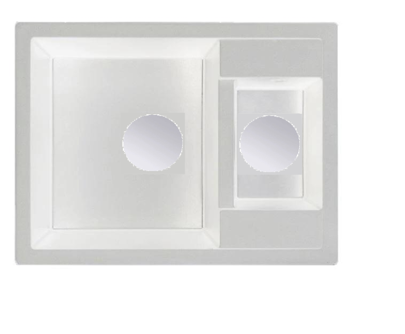 GraniteMy Smart extra matala 1,5 graniitti päälle asennettava valkoinen pesuallas 58x44cm kuparitulpalla 1208970052