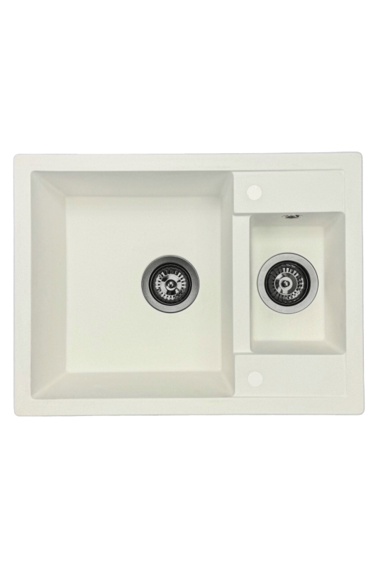 GraniteMy Smart extra matala 1,5 graniittinen päälle asennettava valkoinen pesuallas 58x44cm, mukana gun metal -tulppa1208971225