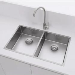 Pure.Sink Prestige Kaksoisruostumaton teräsaltaat 70x40 cm 10mm säde alapuolella, tasossa ja päälle PPG343440-02