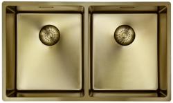 Pure.Sink Prestige Kaksinkertainen Kultainen tiskiallas 70x40 cm 10mm säde ala-asennus, tasotaso ja päälle asennus PPG343440-60