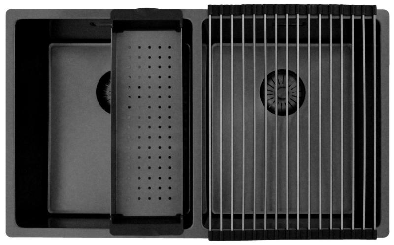 Pure.Sink Prestige Double Gun Metal Sink 70x40 cm 10mm radius undermount, flush mount and top mount PPG343440-61