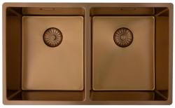 Pure.Sink Prestige Kaksoiskuparinen tiskiallas 70x40cm 10mm säde, alapuoli, tasorakentaminen ja yläpuoli PPG343440-62