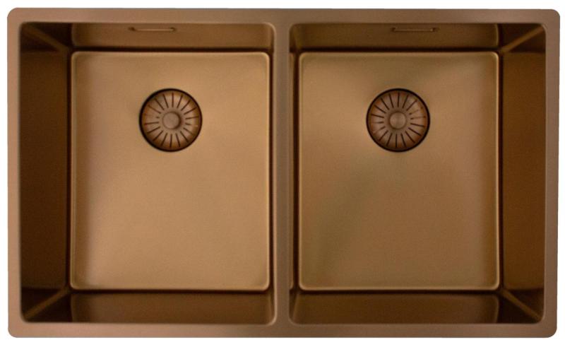 Pure.Sink Prestige Double Copper Sink 70x40cm 10mm radius undermount, flush mount, and top mount PPG343440-62