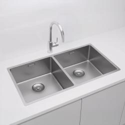 Pure.Sink Prestige Kaksoisteräksinen pesuallas 82x40 cm 10mm säde alapuolella, tasorakenteessa ja päällirakenteessa PPG404040-02