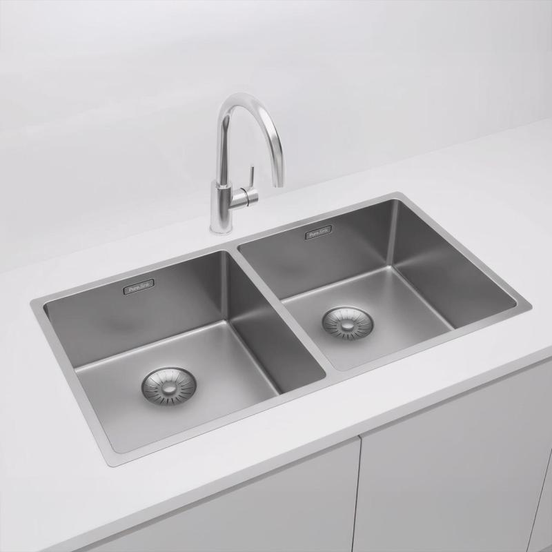 Pure.Sink Prestige Kaksoisteräksinen pesuallas 82x40 cm 10mm säde alapuolella, tasorakenteessa ja päällirakenteessa PPG404040-02