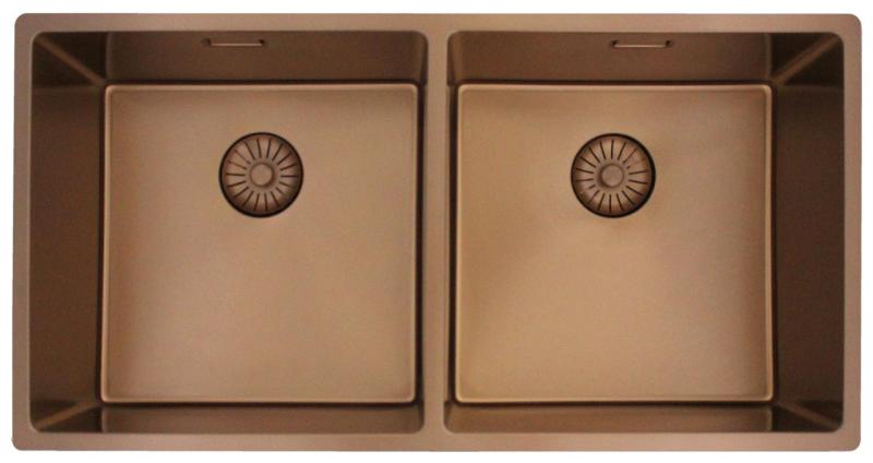 Pure.Sink Prestige Double Copper Sink 82x40 cm 10mm radius undermount, flush mount and top mount PPG404040-62