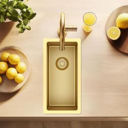 Pure.Sink Exclusivo pieni kultainen pesuallas 18x40 cm 10mm säde alapuolella, tasotason alla ja rakennuksen päällä PEX1840-60