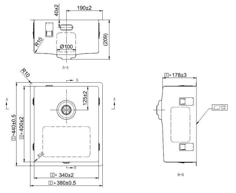 Pure.Sink Exclusivo Copper Sink 34x40 cm 10mm radius undermount, flush mount and top mount PEX3440-62