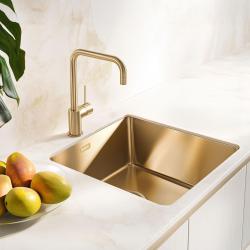 Pure.Sink Exclusivo Kultainen tiskiallas 40x40 cm 10mm säde alapuolella, tasorakentaminen ja päälle rakentaminen PEX4040-60