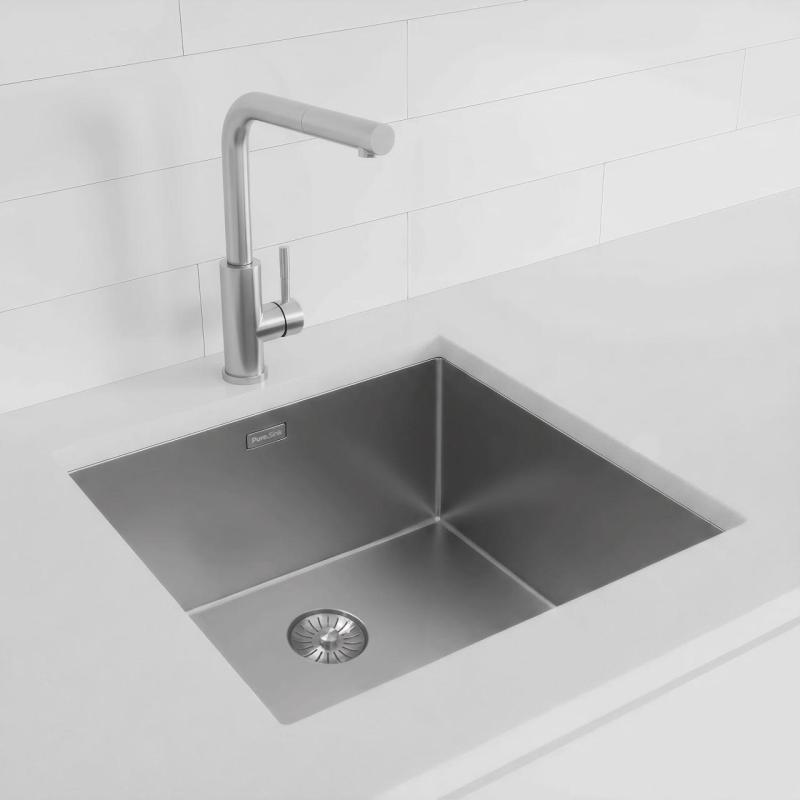 Pure.Sink Exclusivo Stainless Steel Sink 45x40 cm 10mm radius undermount, flush mount and top mount PEX4540-02