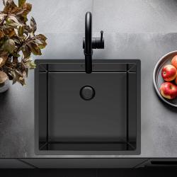 Pure.Sink Exclusivo Gun metal -pesuallas 45x40 cm 10mm säde alapuolella, tasorakentaminen ja päälle rakentaminen PEX4540-61