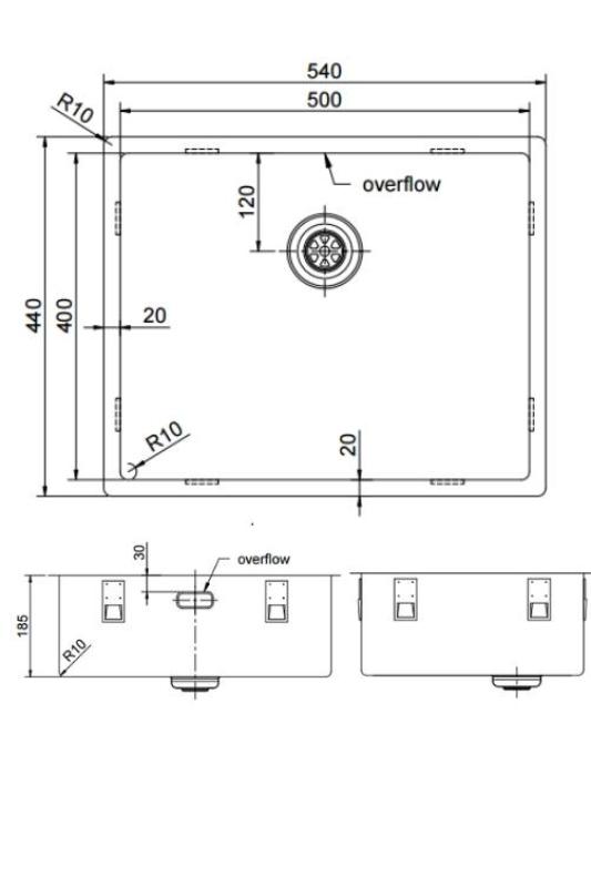 Pure.Sink Exclusivo Copper Sink 50x40 cm 10mm radius undermount, flush mount and top mount PEX5040-62