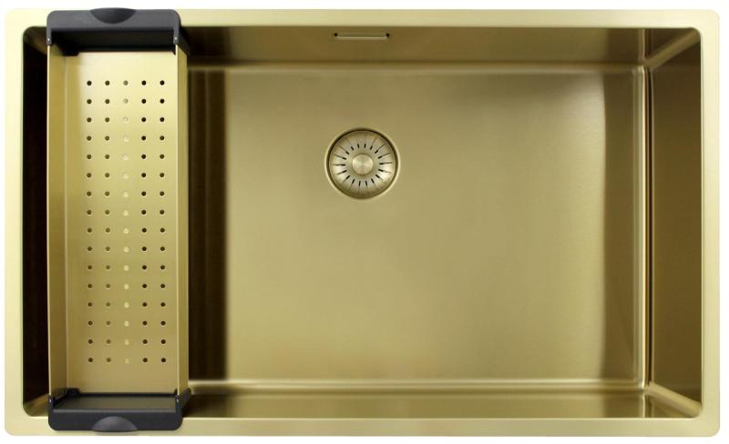 Pure.Sink Exclusivo suuri kultainen allas 70x40 cm 10mm säde alapuolella, tasoon upotettu ja päälle asennettu PEX7040-60