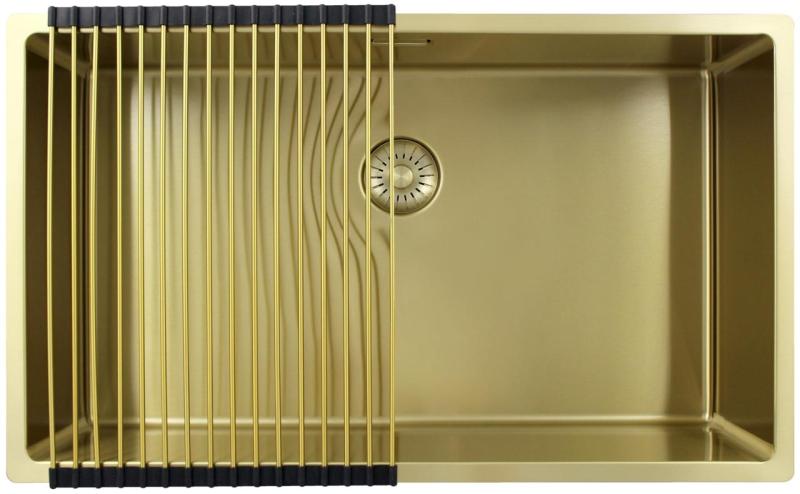 Pure.Sink Exclusivo suuri kultainen allas 70x40 cm 10mm säde alapuolella, tasoon upotettu ja päälle asennettu PEX7040-60